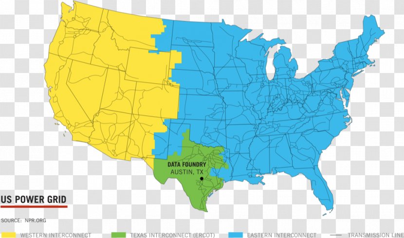 United States Vector Map - Area - Electricity Grid Transparent PNG