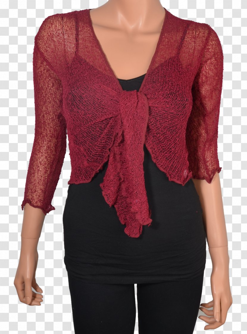 Cardigan Shrug Blouse Red Dress - Ascot Tie Transparent PNG