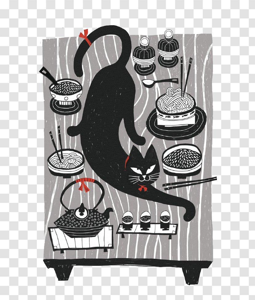 Black Cat Illustration - Art - The On Table Transparent PNG