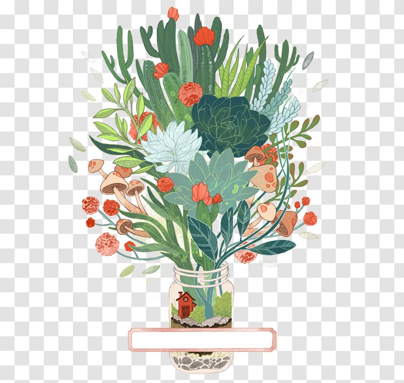 Drawing Printmaking Art Watercolor Painting Illustration - Flowering Plant - Vase Transparent PNG