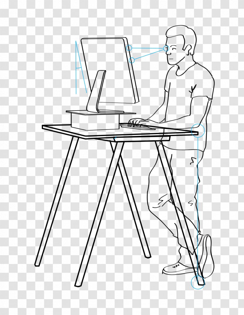 Standing Desk Sit-stand Sitting - Joint - White Transparent PNG