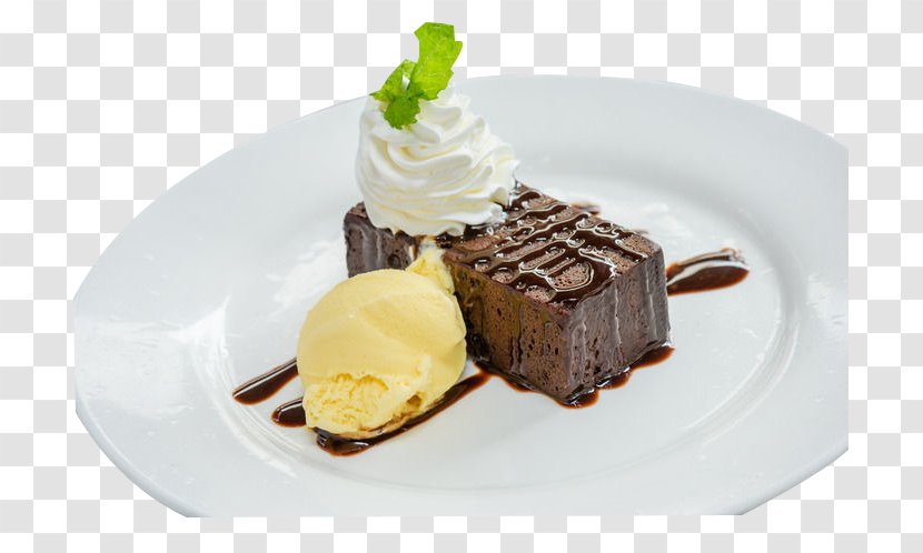 Chocolate Ice Cream Flourless Cake Brownie Dame Blanche - Brittle Transparent PNG