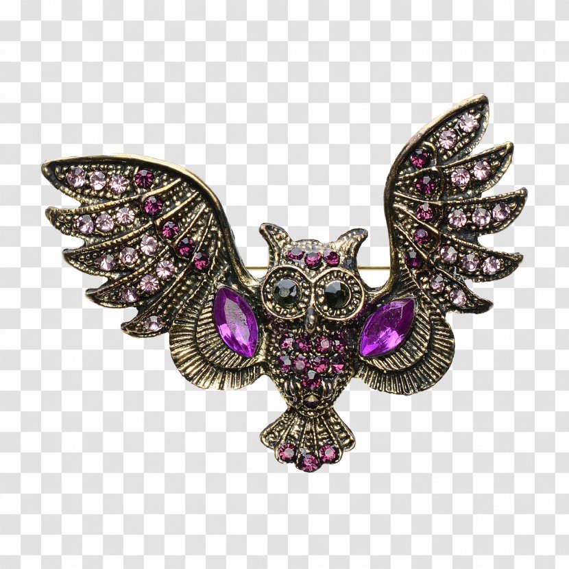 Brooch Owl Jewellery Swarovski AG Gemstone - Rhinestone Transparent PNG