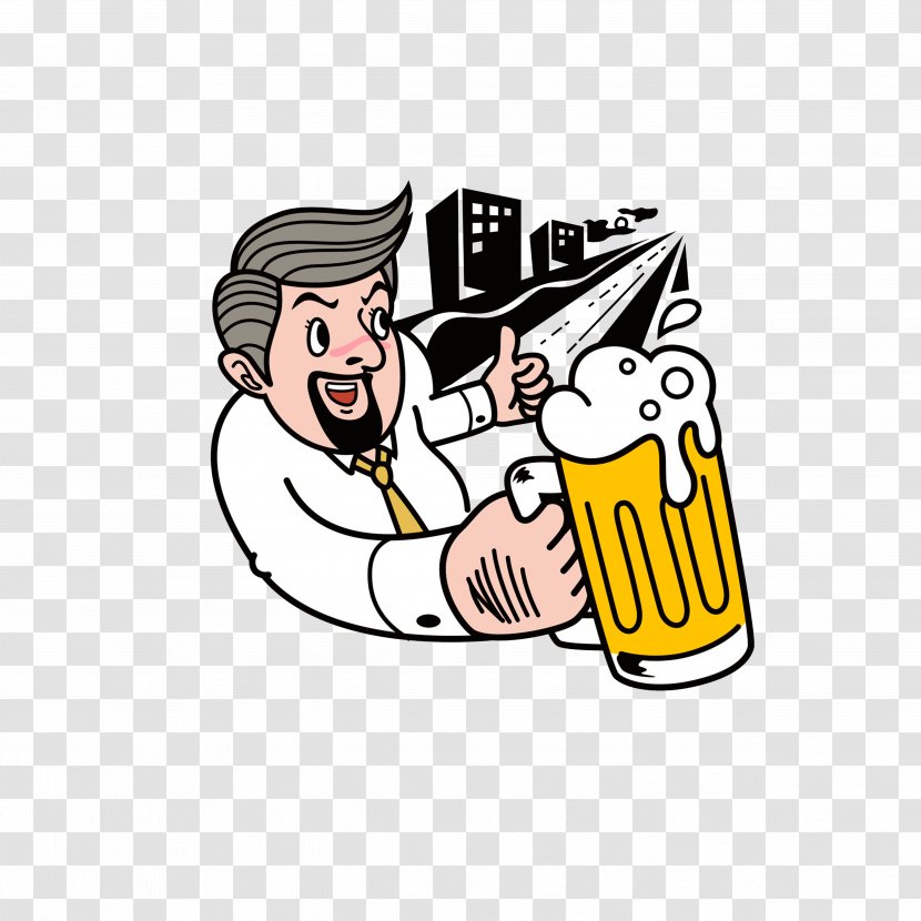 Beer Drinking Cartoon Illustration - Poster - Hold A Large Beer, Please Transparent PNG