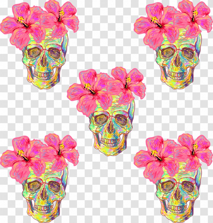 Flower Euclidean Vector Shutterstock Pattern - Skull - Flowers Transparent PNG