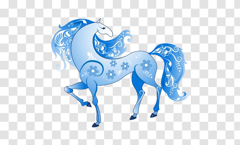 Horse Royalty-free - Black And White - Blue Cartoon Transparent PNG