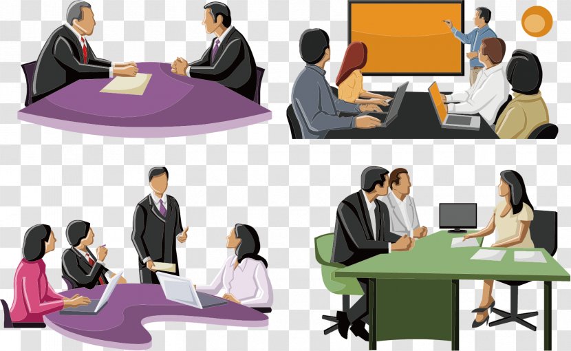 Silhouette Cartoon Download - Management - Business People Meeting Report Summarizes Silhouettes Creative Class PPT Transparent PNG