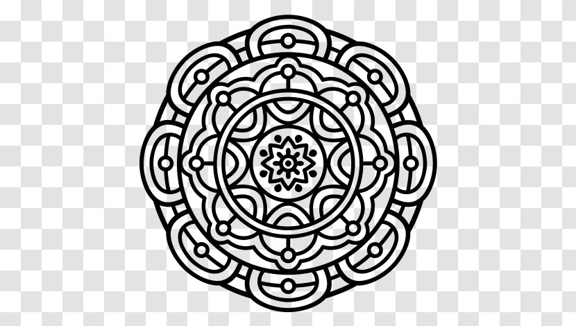 Mandala Drawing Coloring Book Relaxation Technique Clip Art - Black And White Transparent PNG