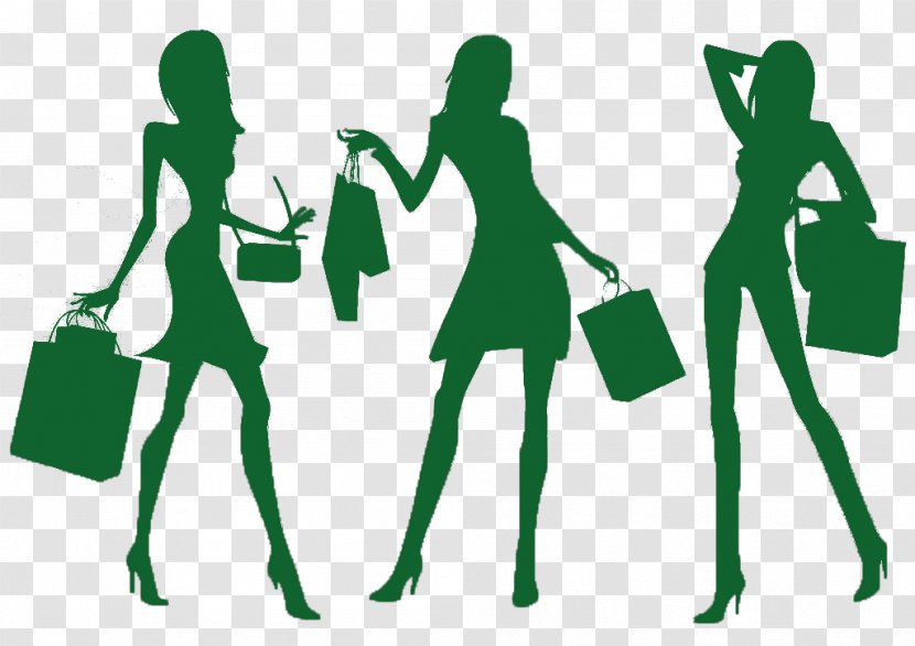 Online Shopping Woman - Watercolor - Tall Green Silhouette Cartoon Creative Transparent PNG