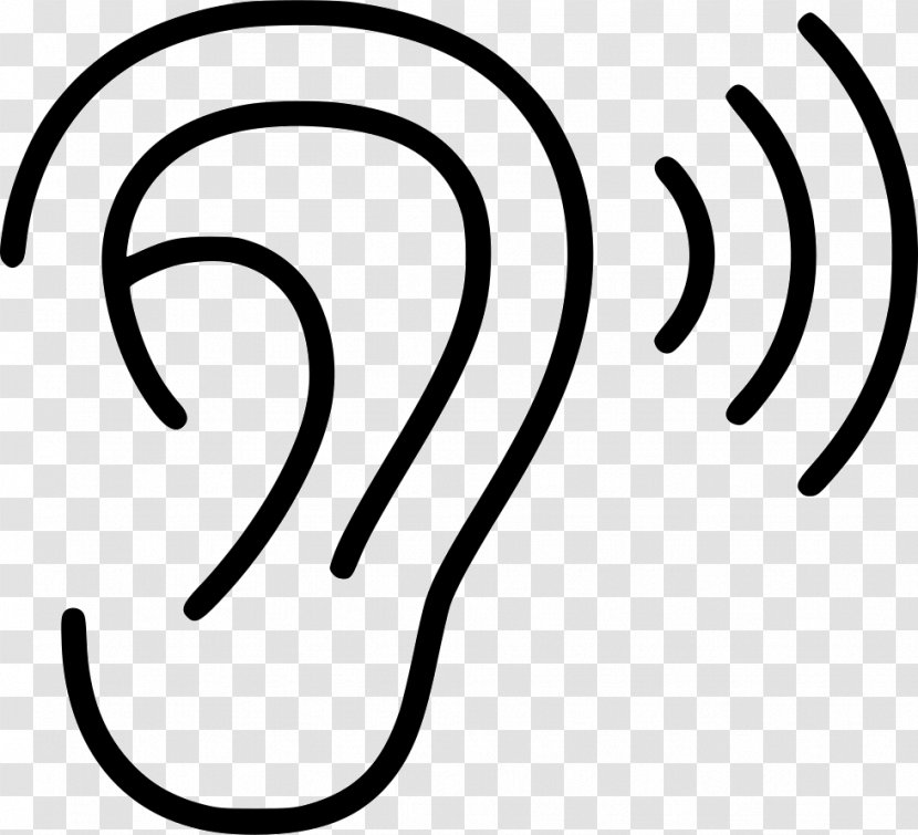 Hearing Loss Clip Art - Black And White - Ear Transparent PNG