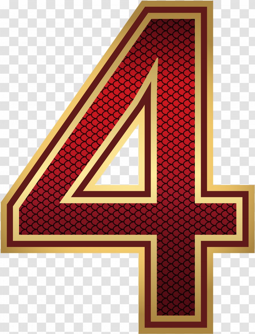 Number Red Gold - Arabic Numerals - And Four Image Transparent PNG