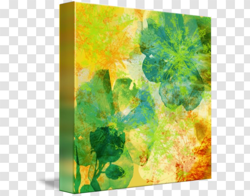 Acrylic Paint Modern Art Green Watercolor Painting - Flower Transparent PNG