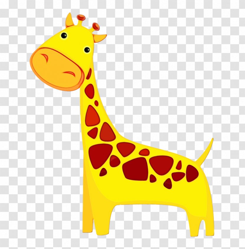 Giraffe Giraffidae Yellow Cartoon Animal Figure - Paint - Toy Wildlife Transparent PNG