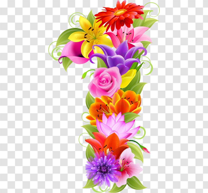 Floral Design Flower Number Clip Art - Decoupage - Birthday Transparent PNG