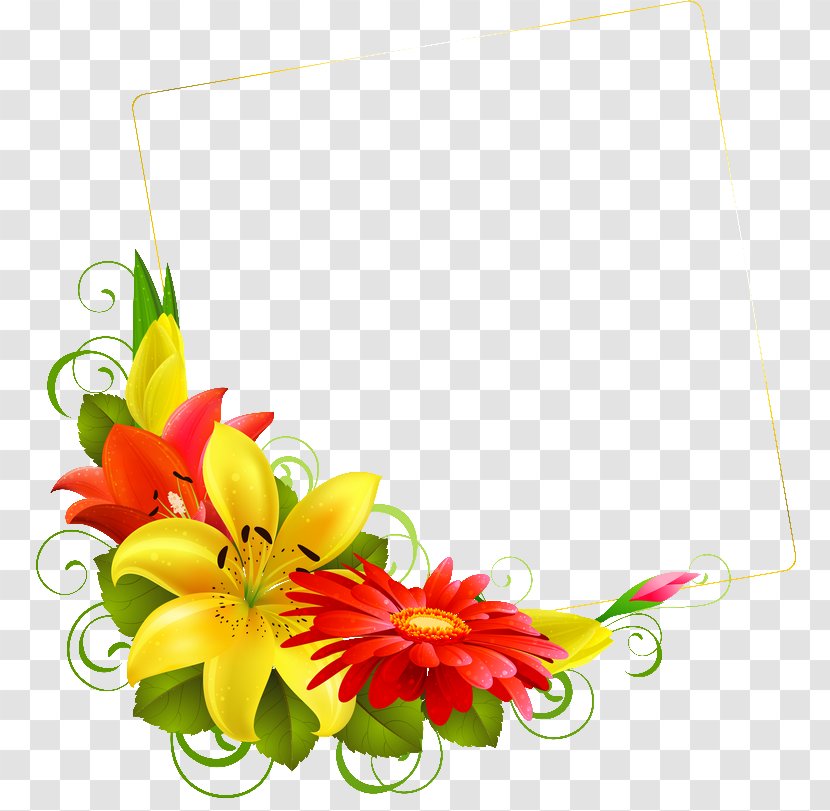 Floral Design Flower Clip Art - Gerbera - Spring Border Clipart Transparent PNG
