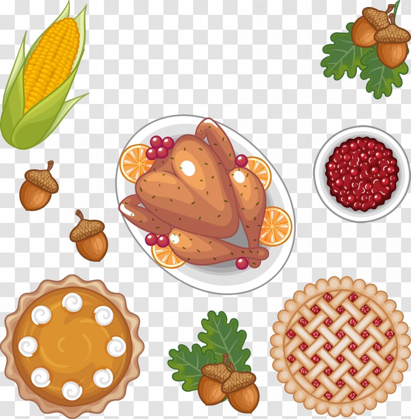 Roast Chicken Thanksgiving Dinner Meat Roasting - Finger Food - With Corn Transparent PNG