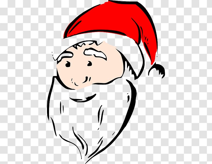 Santa Claus Face Clip Art - Silhouette - Christmas Beard Transparent PNG