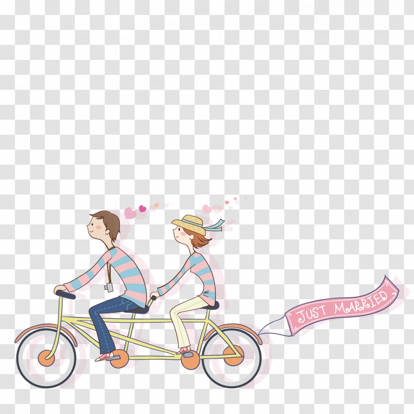 Bicycle Cycling Cartoon - Sports Equipment - A Couple Riding Bike Transparent PNG