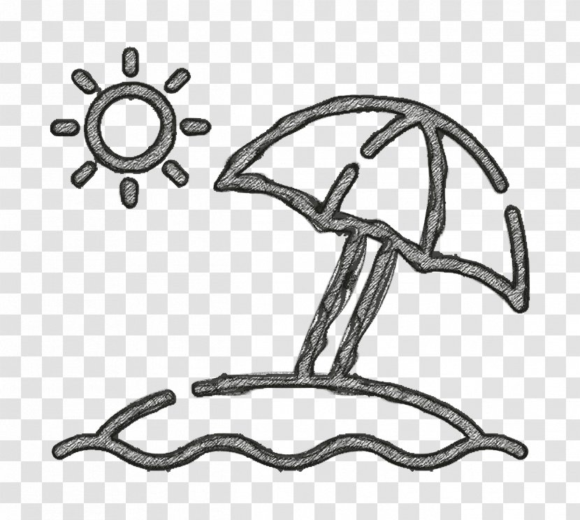 Beach Icon Summer Sun Umbrella - Line Art - Blackandwhite Coloring Book Transparent PNG
