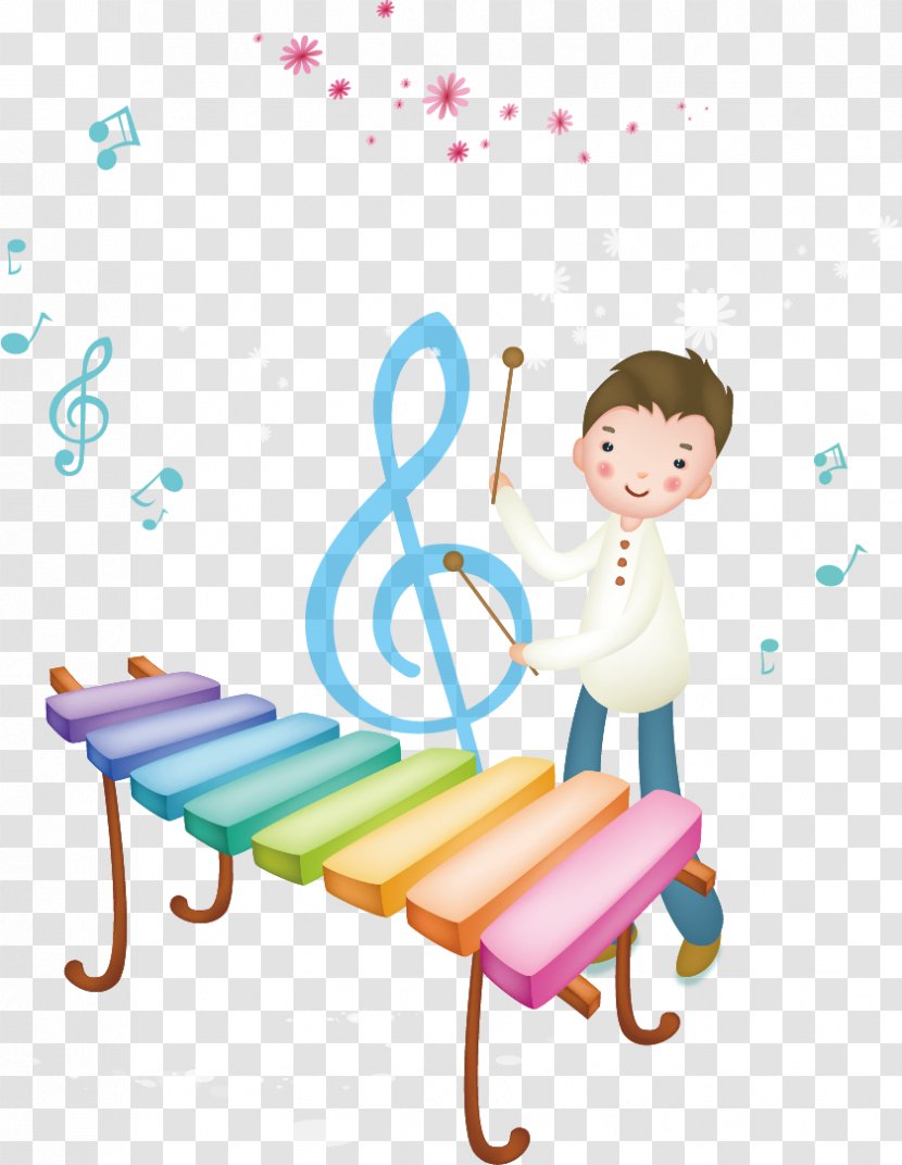 Musical Instrument Child Cartoon - Flower - Playing Boy Transparent PNG