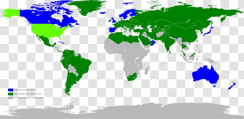 World Map Universal Health Care System - Population Transparent PNG