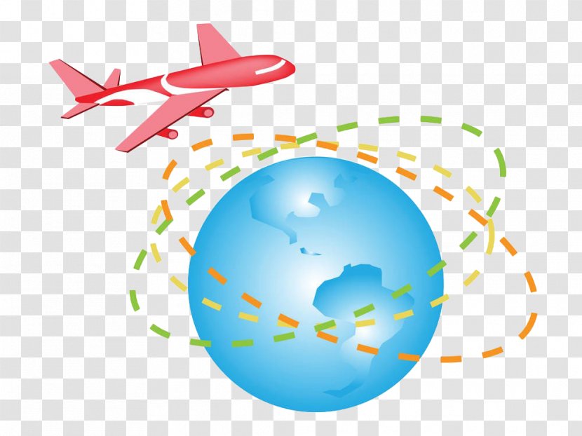 Airplane Flight Globe Clip Art - Sky - Blue Earth Channel Transparent PNG