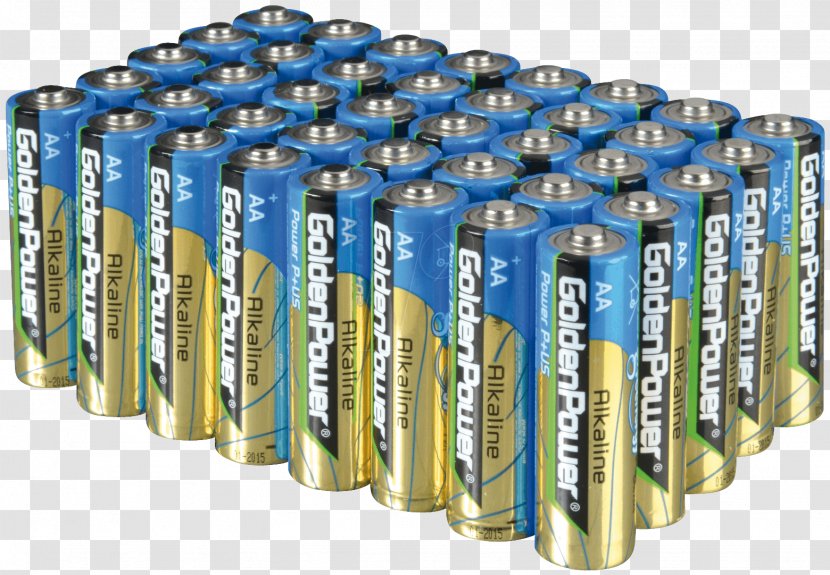 Electric Battery AA Golden Power Group Alkaline Cylinder Transparent PNG
