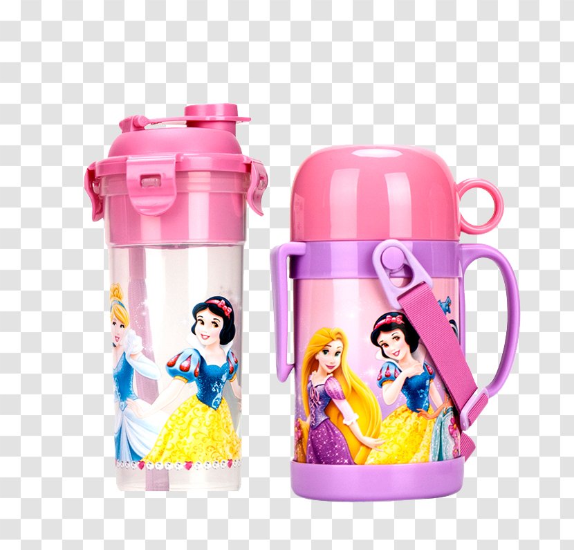Plastic Bottle Snow White Cup Vacuum Flask - Cartoon Mug Transparent PNG