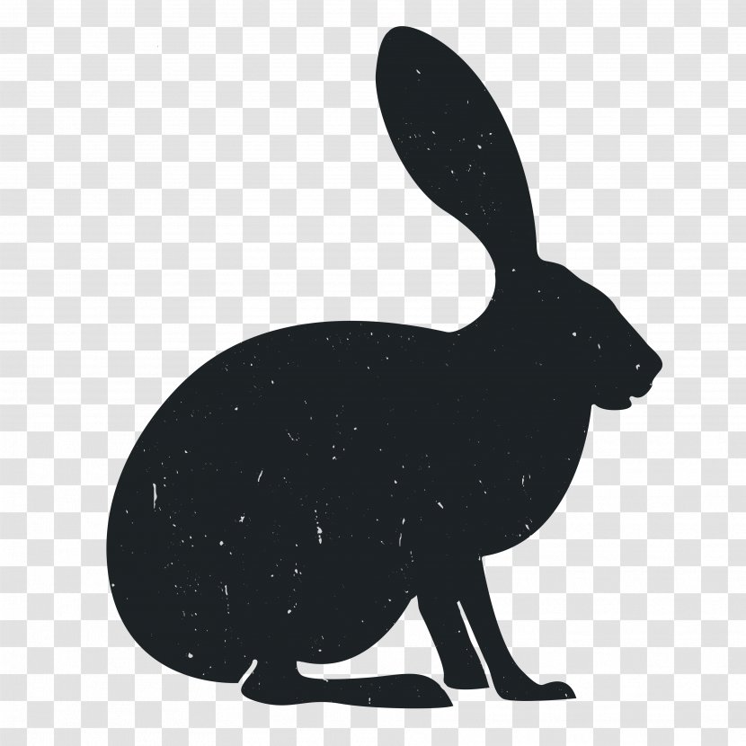 Domestic Rabbit Hare Black And White - Animal Silhouettes Transparent PNG