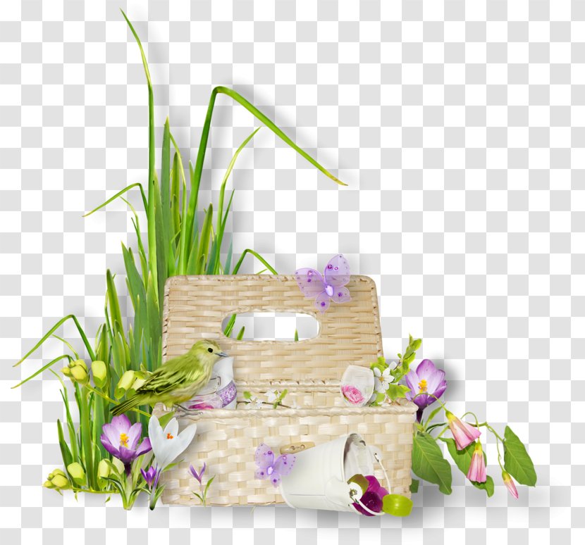 Basket Clip Art - Lavender - Floral Patterns Transparent PNG