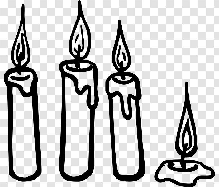 Candle Clock Clip Art - Black And White Transparent PNG