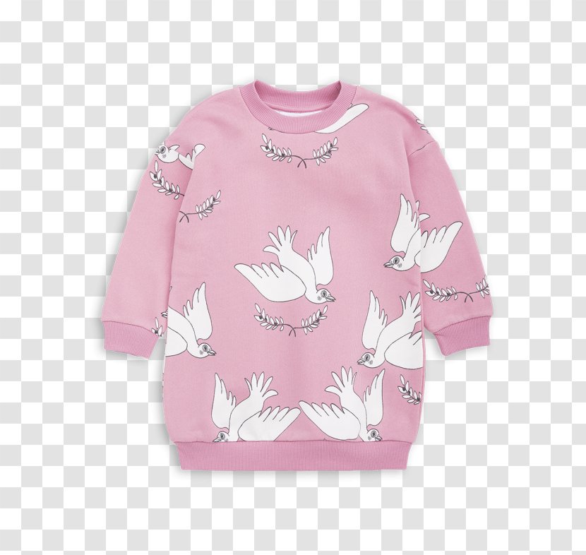 Sleeve T-shirt Sweater MINI RODINI Girls Pink Peace Sweatshirt Dress - Tshirt - Letter T Miniture Transparent PNG