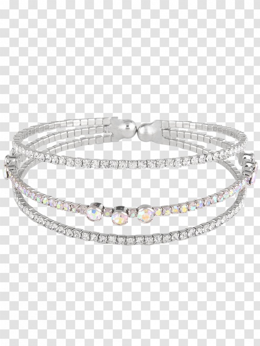 Charm Bracelet Silver Bangle Imitation Gemstones & Rhinestones Transparent PNG
