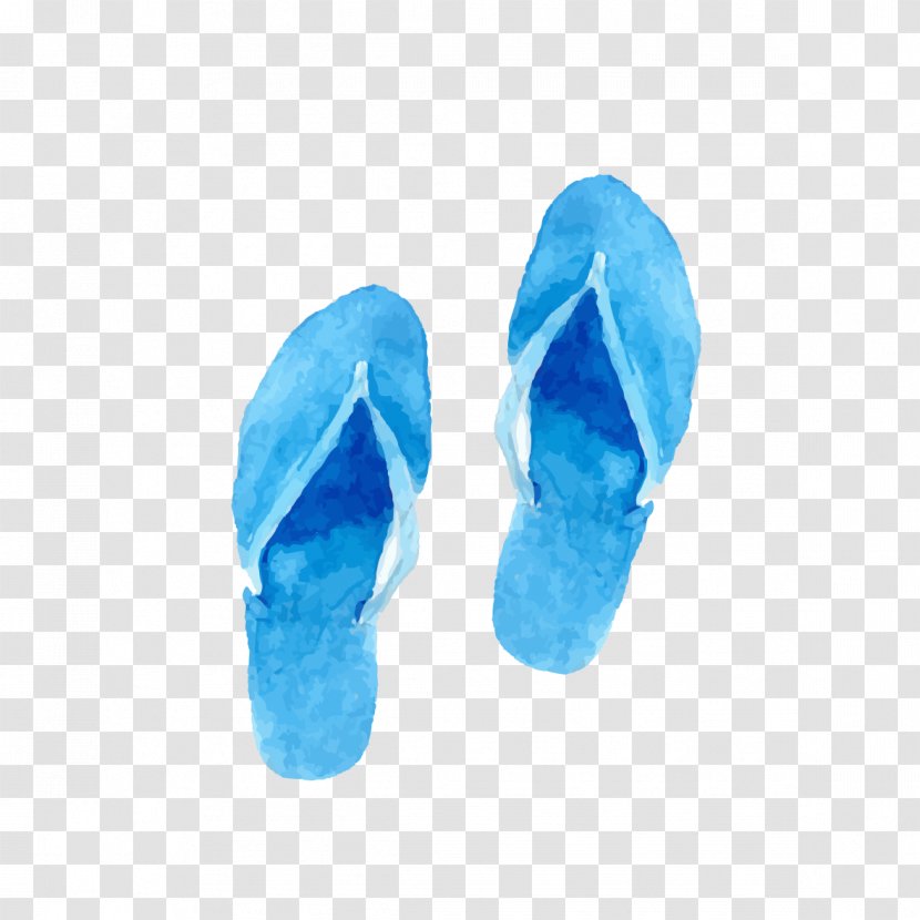 Flip-flops Slipper Watercolor Painting Sandal - Footwear - Hand-painted Blue Sandals Transparent PNG