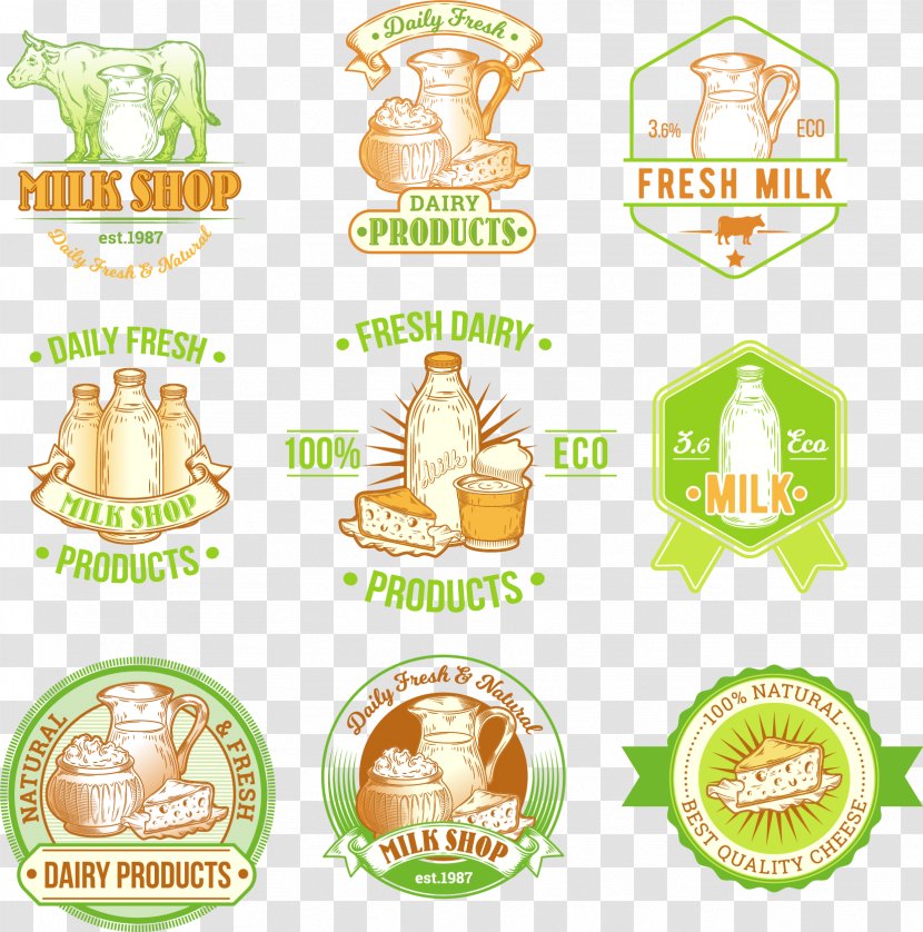 Milk Label Dairy Product Illustration - Vector Hand-painted Labels Transparent PNG