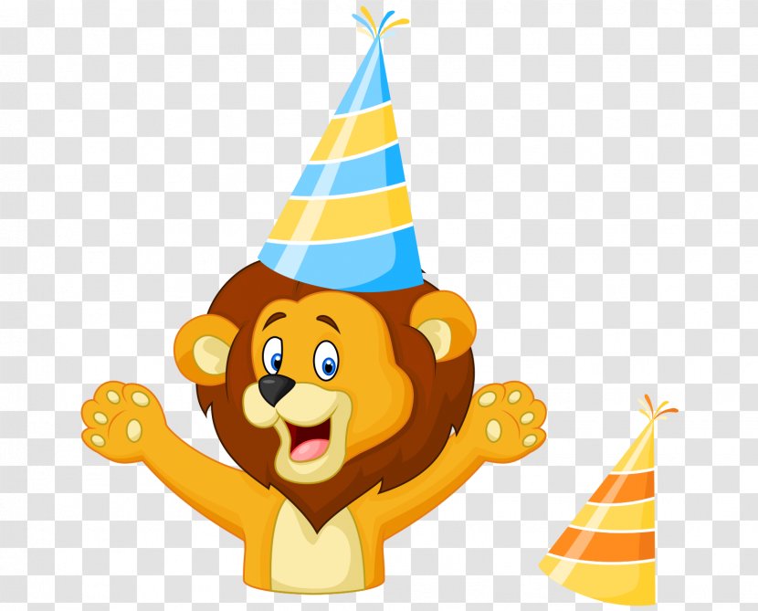 Hand-painted Cartoon Lion Birthday Cheer Color Hat - Clip Art - Illustration Transparent PNG