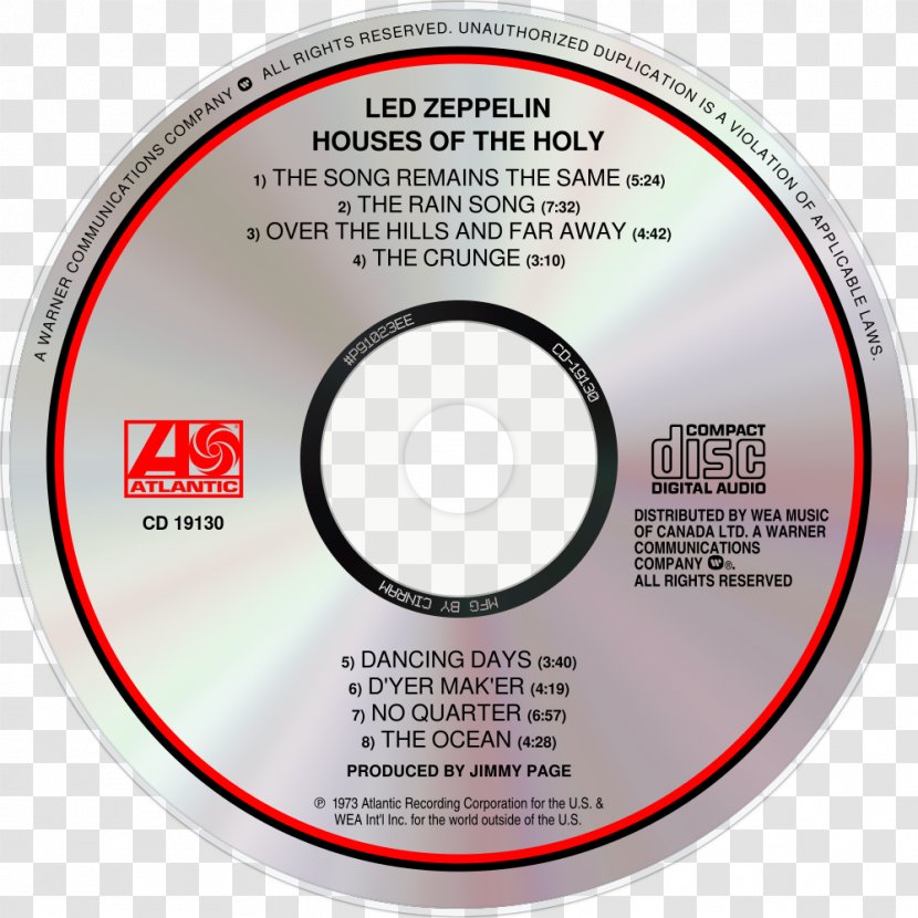 Compact Disc Led Zeppelin Houses Of The Holy Product Design - Data Storage Device Transparent PNG
