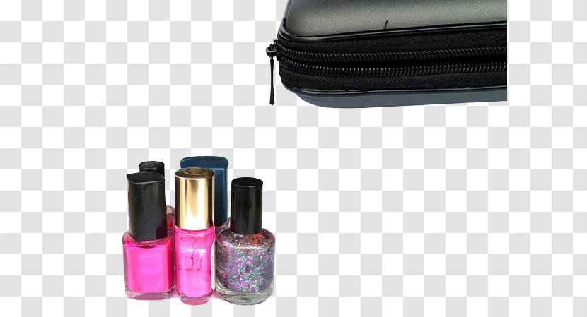 Nail Polish Cosmetics Red Lipstick - Rouge - Multicolor And Makeup Bag Transparent PNG