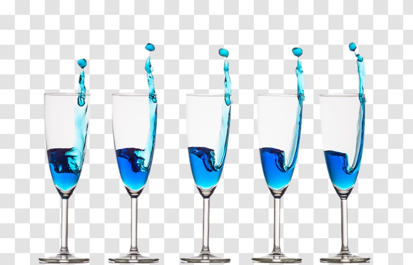 Wine Cocktail Glass Blue Champagne - Stemware Transparent PNG