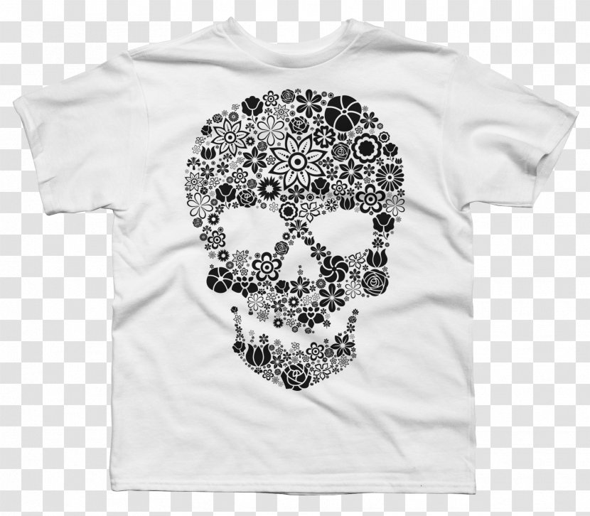 T-shirt Sleeve Skull And Crossbones Flower - Brand Transparent PNG