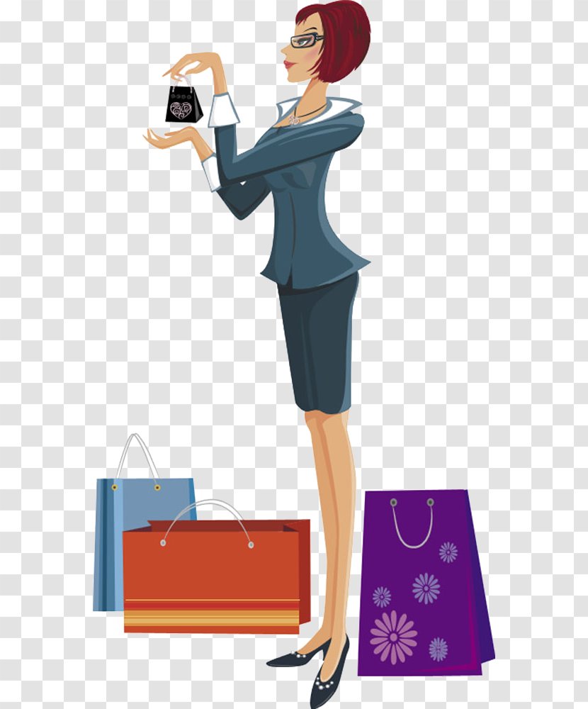 Shopping Female Woman Illustration - Tree - Business Women Transparent PNG