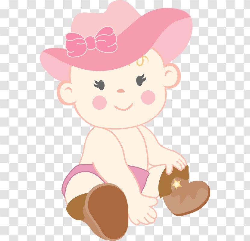 Infant Cowboy Western Baby Shower Clip Art - Heart - A Child With Hat Transparent PNG
