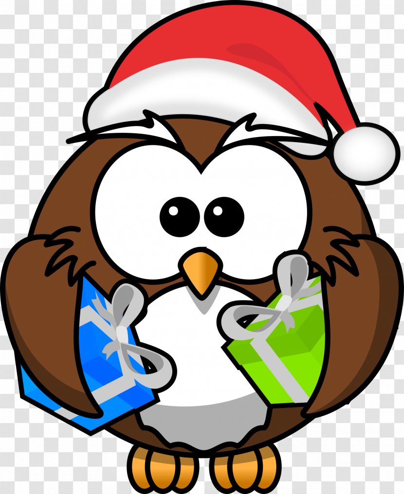 Owl Santa Claus Christmas Cartoon Clip Art - Snowy Transparent PNG
