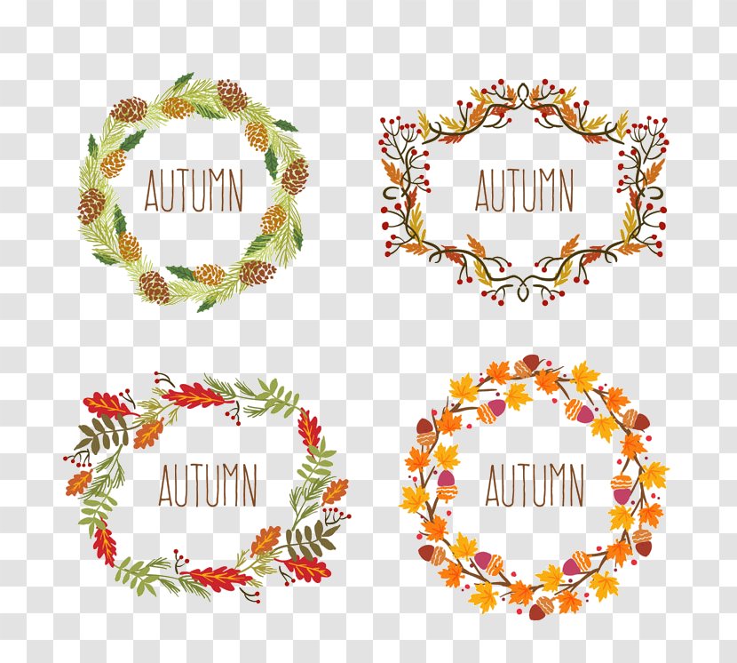 Watercolor Flowers And Garlands Vector Material - Crown - Text Transparent PNG