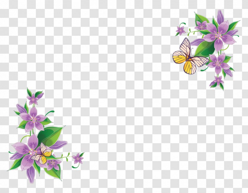 Border Flowers Floral Design Purple Clip Art - Violet - Flower Transparent PNG