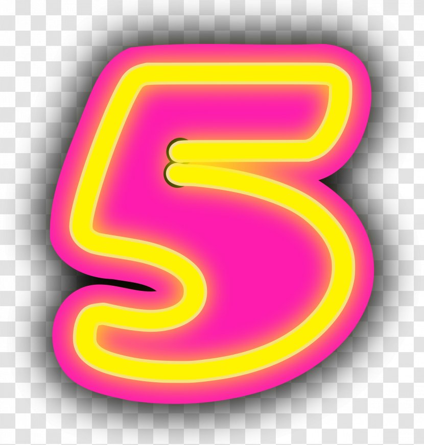 Number Numeral System Clip Art - Neon Sign - 5 Transparent PNG