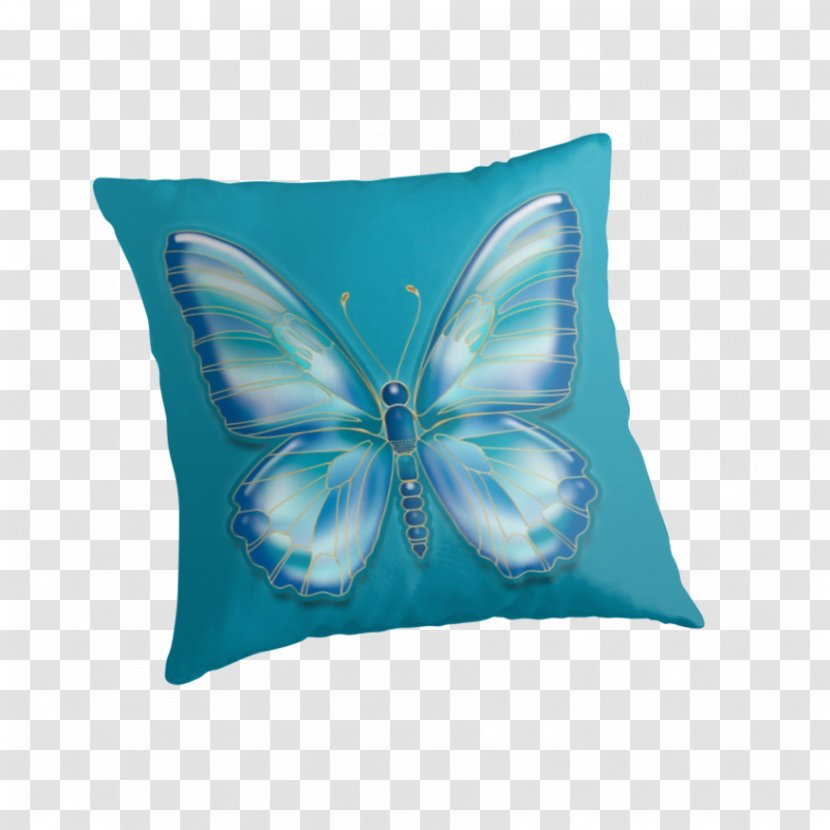 Butterfly Insect Throw Pillows Turquoise Cushion - Microsoft Azure - Aestheticism Transparent PNG