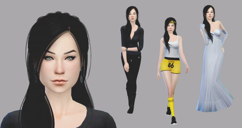Human Hair Color Black Hairstyle Long Brown - Silhouette - Sims Transparent PNG