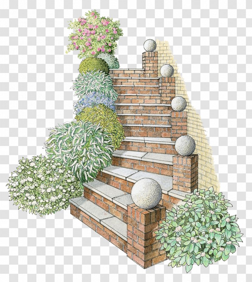 Stairs Brick Drawing Garden - Hand Painted Square Transparent PNG