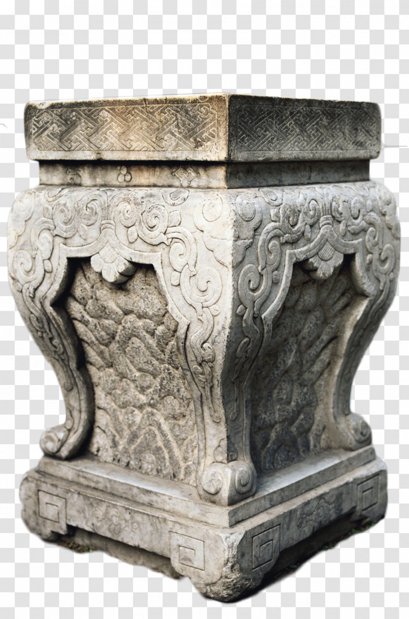 China Stone Carving Paifang Column Sculpture - Plint - Ancient Chinese Seat Transparent PNG